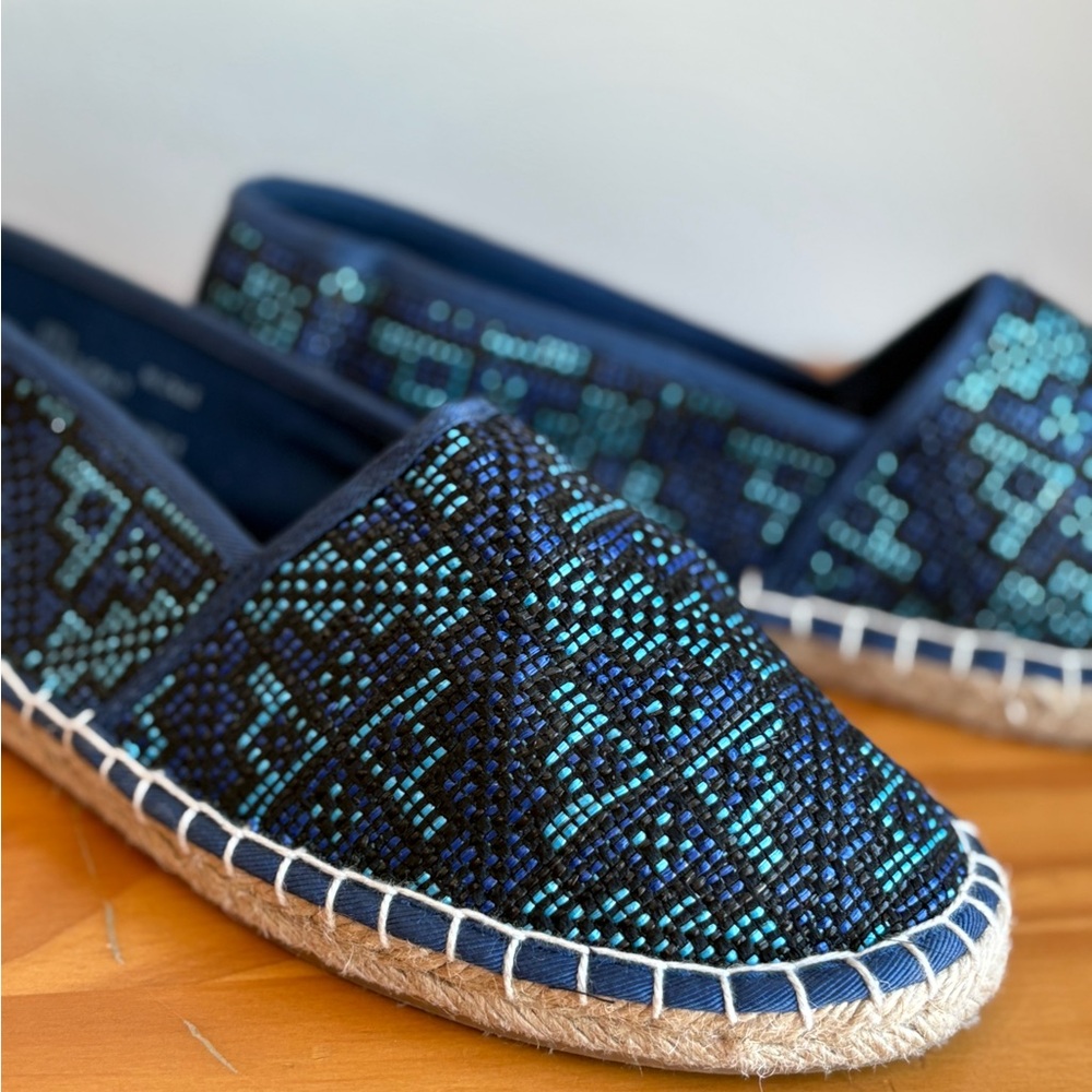 Blue and Teal Patterned Flats